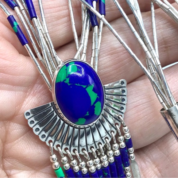🌺Vintage Navajo Azurite Malachite Necklace - Picture 12 of 16